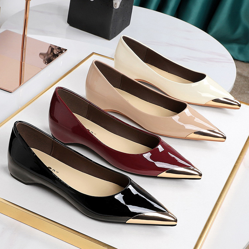 Men'S Shoes Slip On - 빅트리 슈즈 로우힐 여성화 에나멜 가죽
