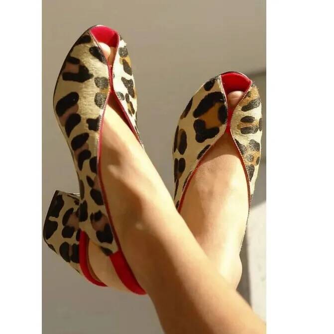 Men'S Shoes Slip On - 레오파드 프린트 피프토 슬링백 여성 샌들