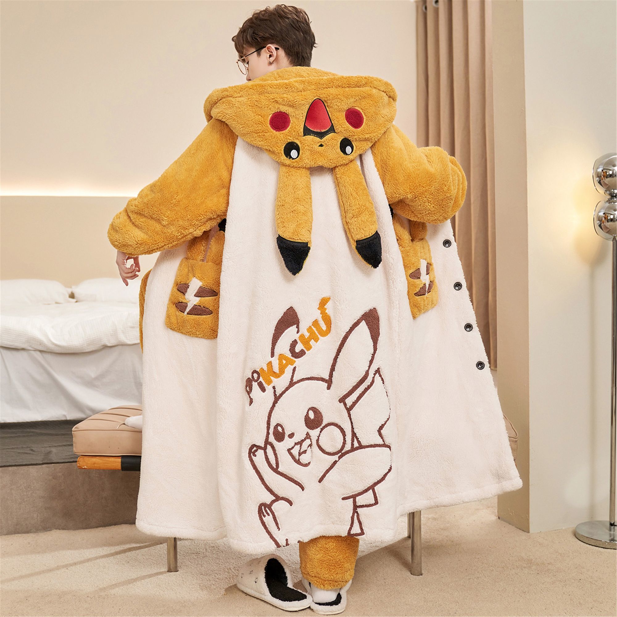 귀여운 만화 캐피바라 후드 플러시 로브 파자마 세트 따 - Men Shoes Models 리뷰 및 가격