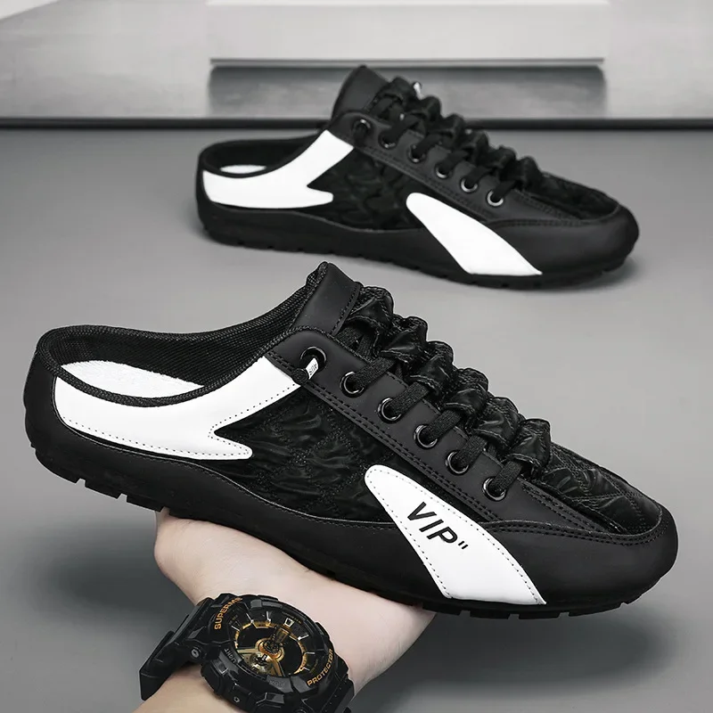 2025 남성용 통기성 하프 슬리퍼, 로우 플랫 슈즈, - Men'S Shoes With Support 리뷰 및 가격
