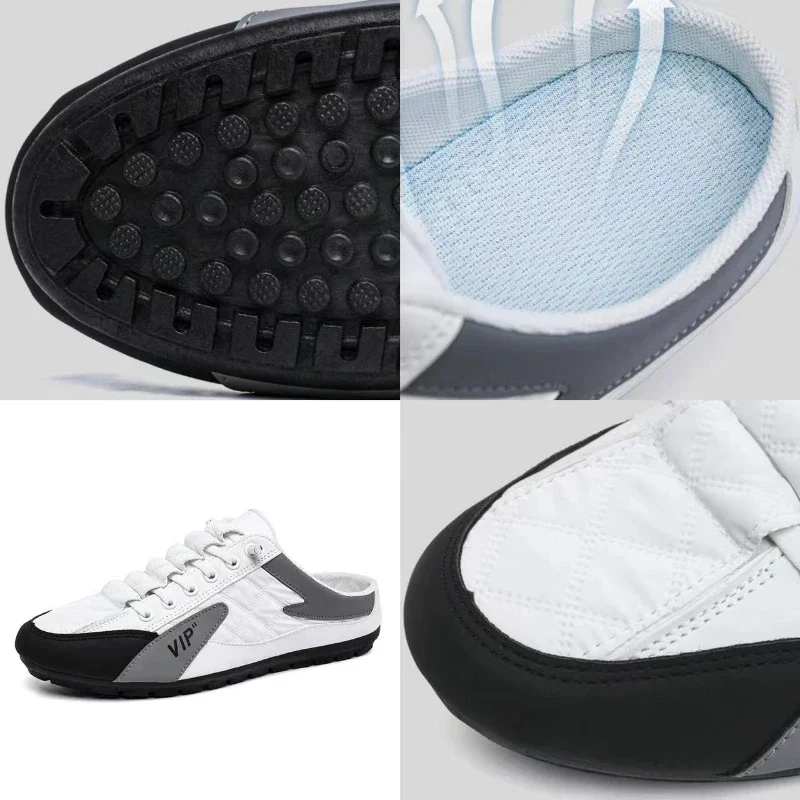 2025 남성용 통기성 하프 슬리퍼, 로우 플랫 슈즈, - Men'S Shoes With Support 리뷰 및 가격