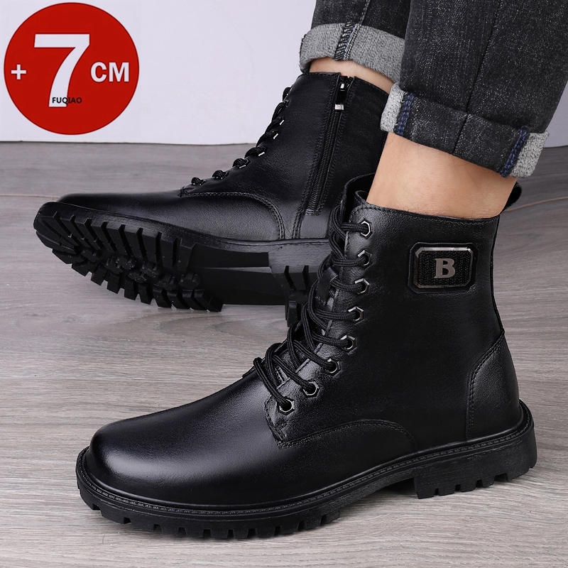 남성용 천연 가죽 키높이 부츠 겨울용 따뜻한 안감 지퍼 - Men'S Shoes Dress Casual 리뷰 및 가격