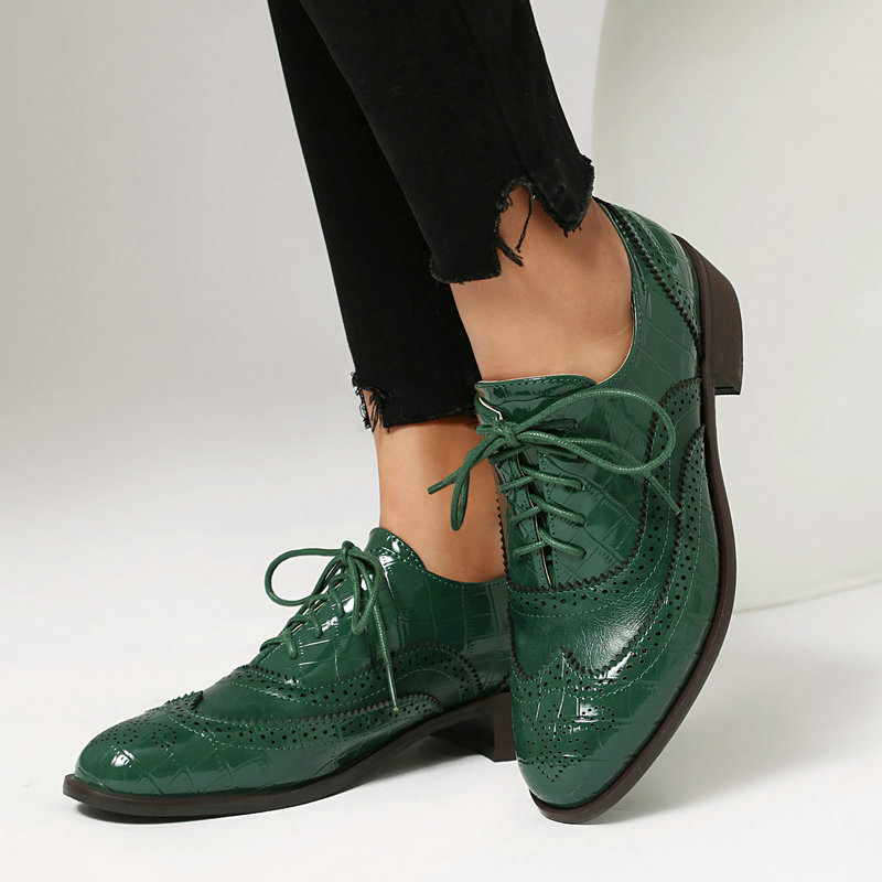 여성 스톤 프린트 브로그 옥스포드 슈즈 에나멜 가죽 윙 - Oxford Brogue Leather 리뷰 및 가격