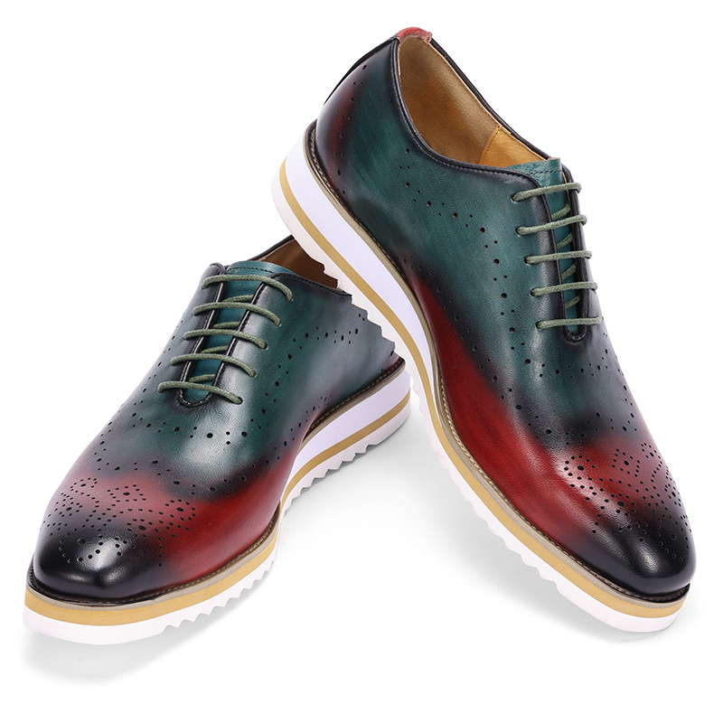 럭셔리 남성 원피스 슈즈, 정품 가죽 브로그 윙팁 토, - Oxford Brogue Leather 리뷰 및 가격
