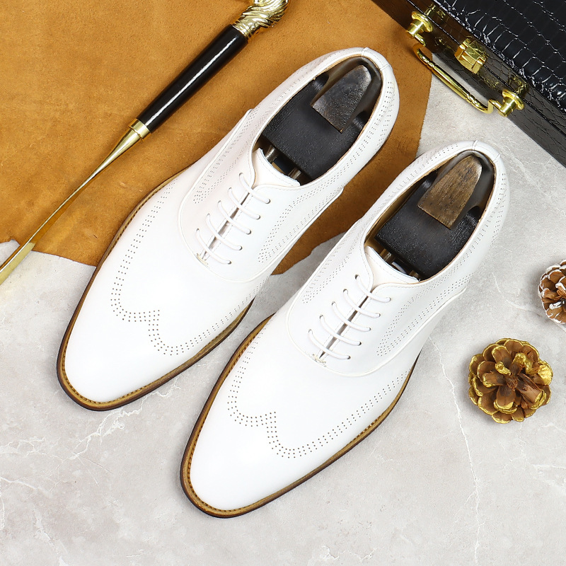 남성용 레이스업 캐주얼 슈즈, 심플한 내마모성, 천연  - Oxford Brogue Leather 리뷰 및 가격