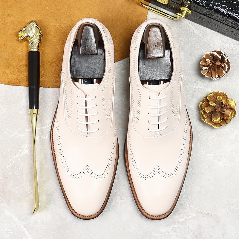 남성용 레이스업 캐주얼 슈즈, 심플한 내마모성, 천연  - Oxford Brogue Leather 리뷰 및 가격