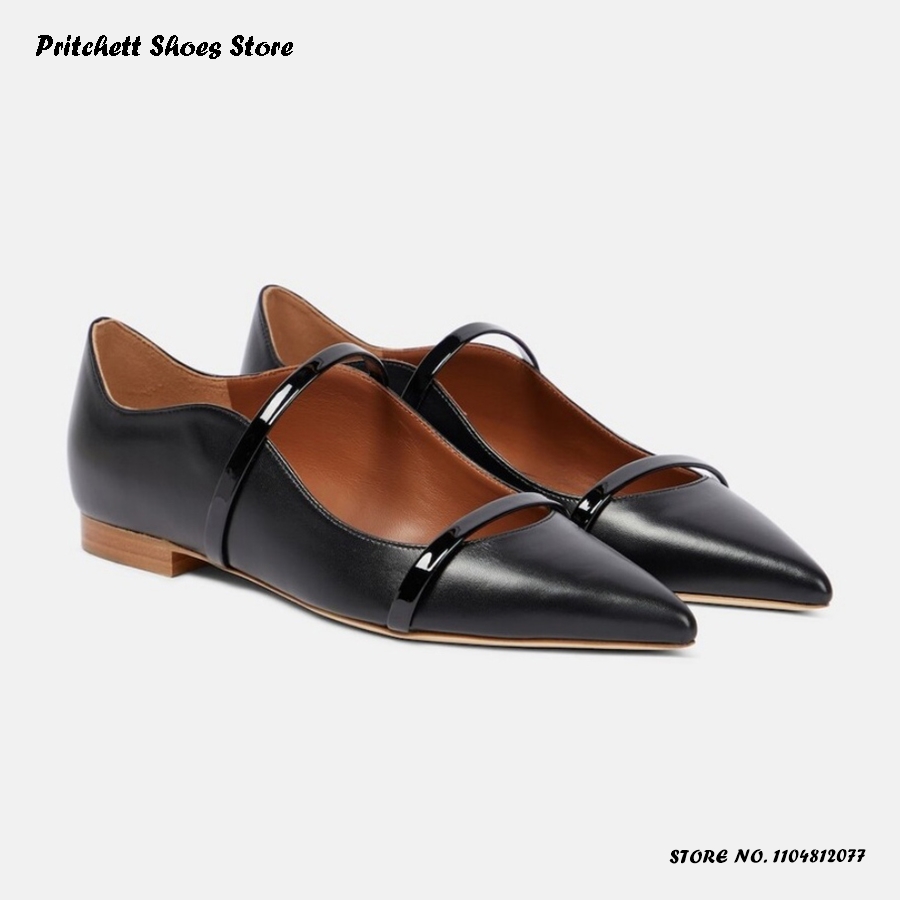 여성용 듀얼 스트랩 가죽 발레 플랫 포인티드 토 스퀘어 - Men'S Shoes Slip On 리뷰 및 가격