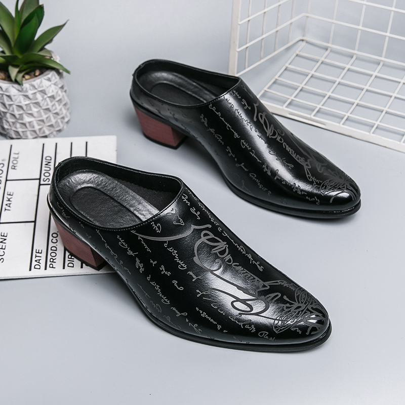 남성용 브라운 가죽 뮬 슬리퍼 레트로 레터 프린트 포인 - Men'S Shoes Dress Casual 리뷰 및 가격