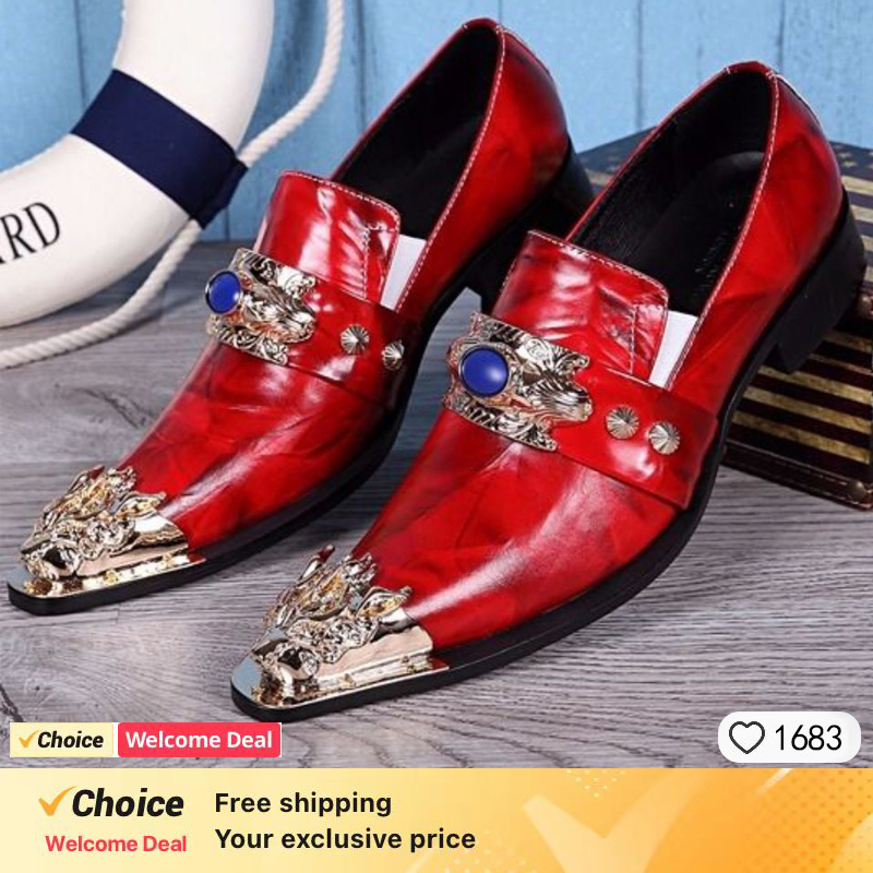 남성용 뾰족한 금속 발가락 가죽 원피스 신발, 이탈리아 - Oxford Brogue Leather 리뷰 및 가격