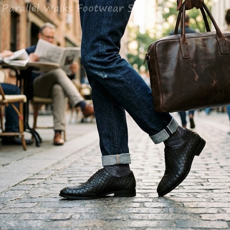 사르토리얼 남성 옥스퍼드 슈즈, 물고기 비늘 무늬 엠보 - Oxford Brogue Leather 리뷰 및 가격